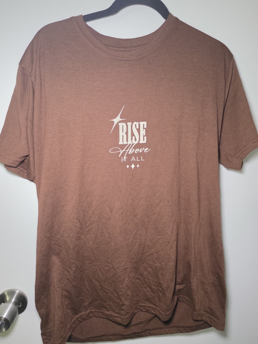 Rise Above It All Brown Graphic Crewneck Tee